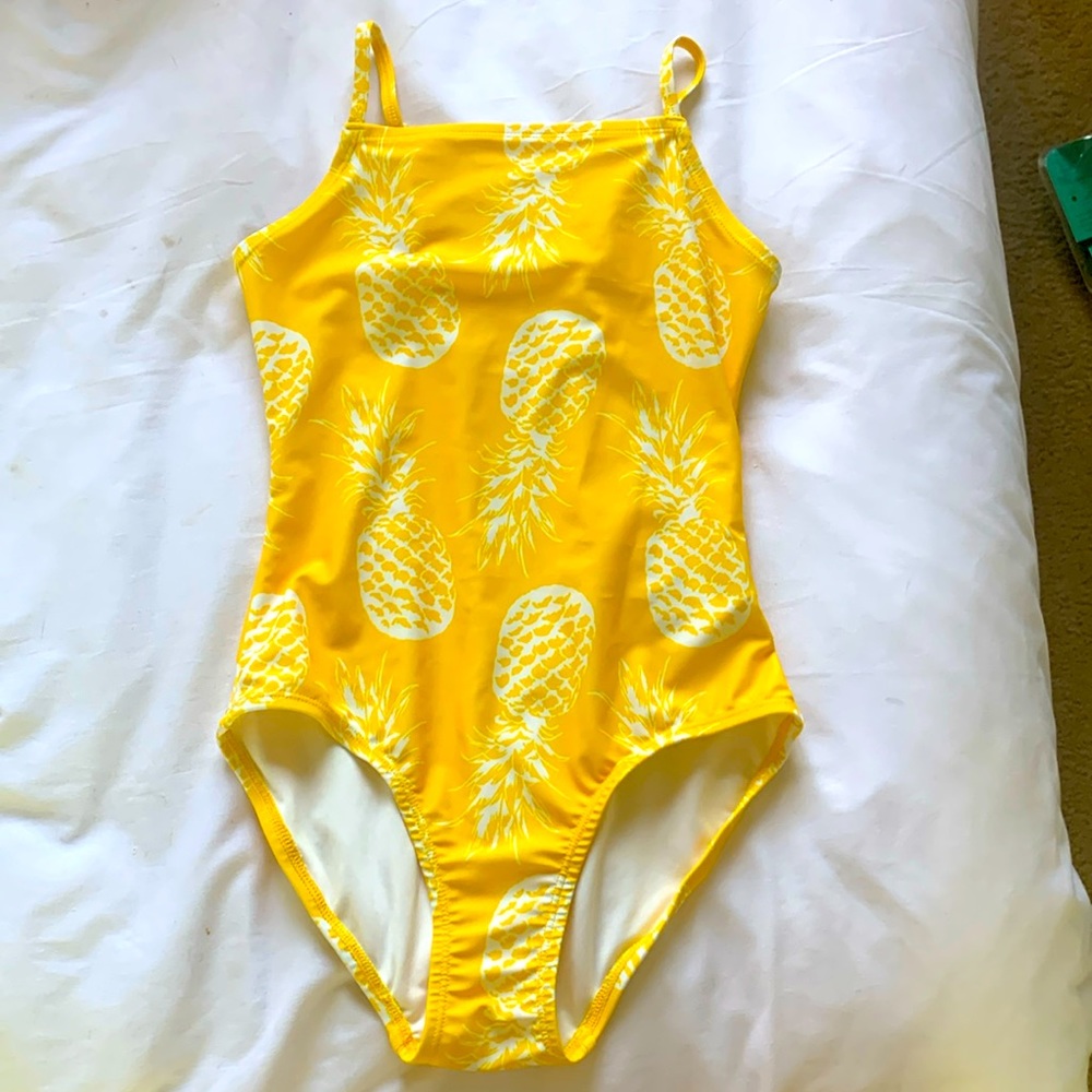 Yellow pineapple one piece bathing suit- 10/12- Old Navy
